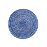 4PCS Round Coaster Set Scalding Heat Insulation Dish Mats Woven Decorative Dining Table Bowl Mat Blue Diameter 36cm / 14.2in