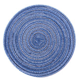 4PCS Round Coaster Set Scalding Heat Insulation Dish Mats Woven Decorative Dining Table Bowl Mat Blue Diameter 36cm / 14.2in