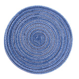 4PCS Round Coaster Set Scalding Heat Insulation Dish Mats Woven Decorative Dining Table Bowl Mat Blue Diameter 36cm / 14.2in - 45-Degree Angle