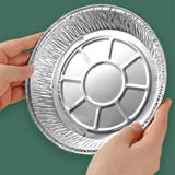 Aluminum Foil Plate Round Disposable Recyclable Containers with Straight Walls for Cooking 50pcs Deep 8 Inches
