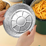 Aluminum Foil Plate Round Disposable Recyclable Containers with Straight Walls for Cooking 50pcs Deep 8 Inches - Rear View