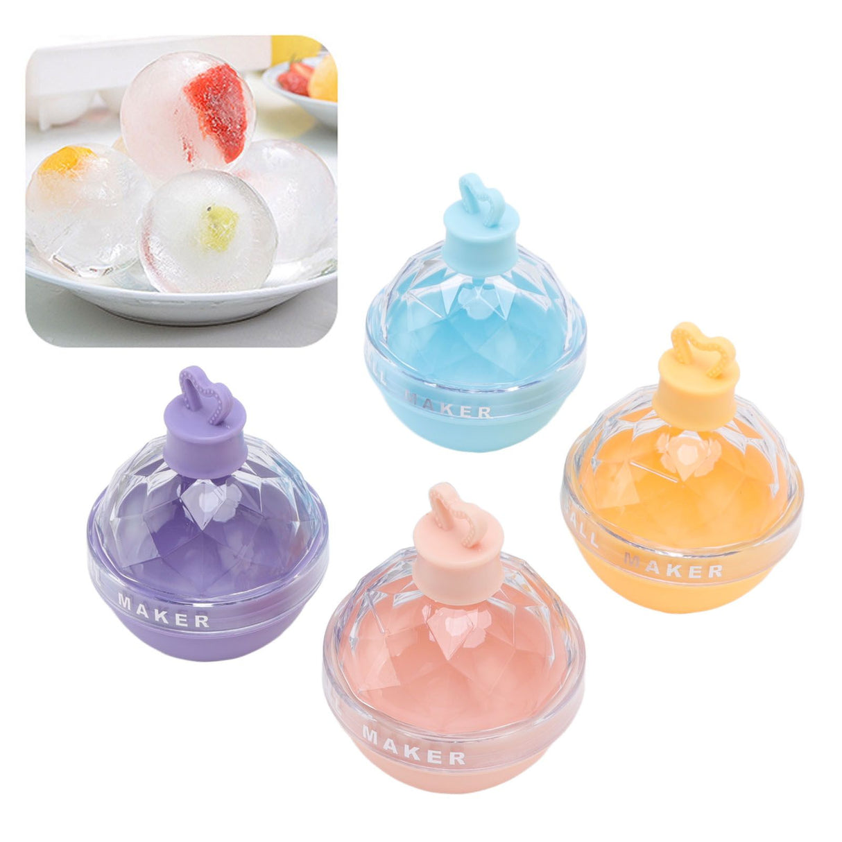 4 PCS Ice Hockey Mold Innovative Large Round Ball Ice Mold Spherical Ice Tray with Lid
