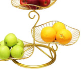 Nordic Style 3 Tier Fruit Basket Modern Multi Layer Fruit Snack Storage Basket for Living Room Coffee Table Lotus Leaf Golden - Side View