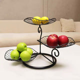 Nordic Style 3 Tier Fruit Basket Modern Multi Layer Fruit Snack Storage Basket for Living Room Coffee Table Lotus Leaf Black