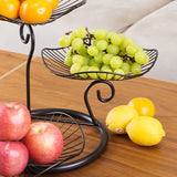 Nordic Style 3 Tier Fruit Basket Modern Multi Layer Fruit Snack Storage Basket for Living Room Coffee Table Lotus Leaf Black