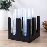 Cup and Lid Holder Plastic Straight 2 Compartments Black Paper Cup Holder Organizer for Disposable Cup Tea Shop