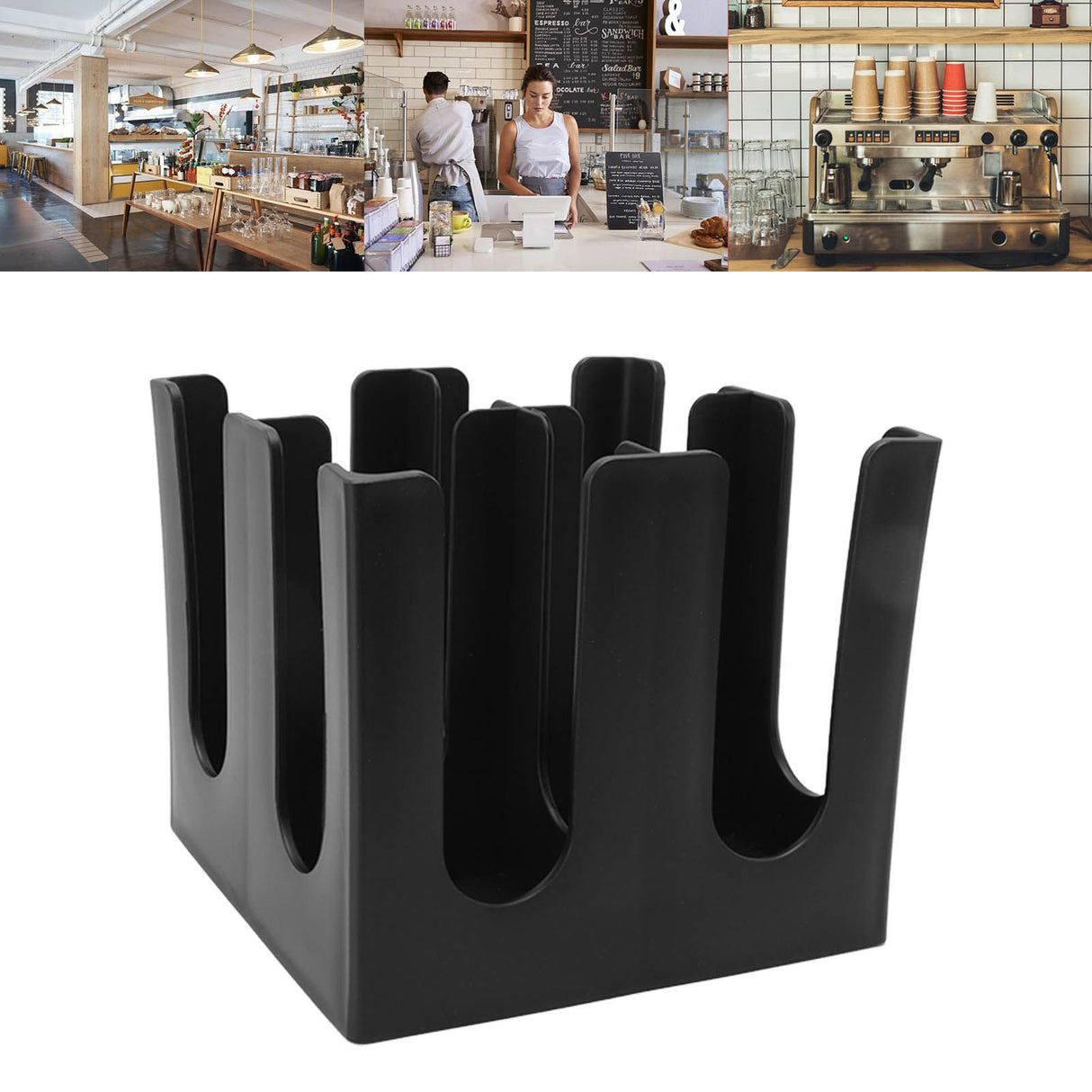 Square 4 Grids Disposable Coffee Cup Dispenser Organizer Plastic Cup and Lid Organizer for Restaurant Offices Coffee Shops Lounges