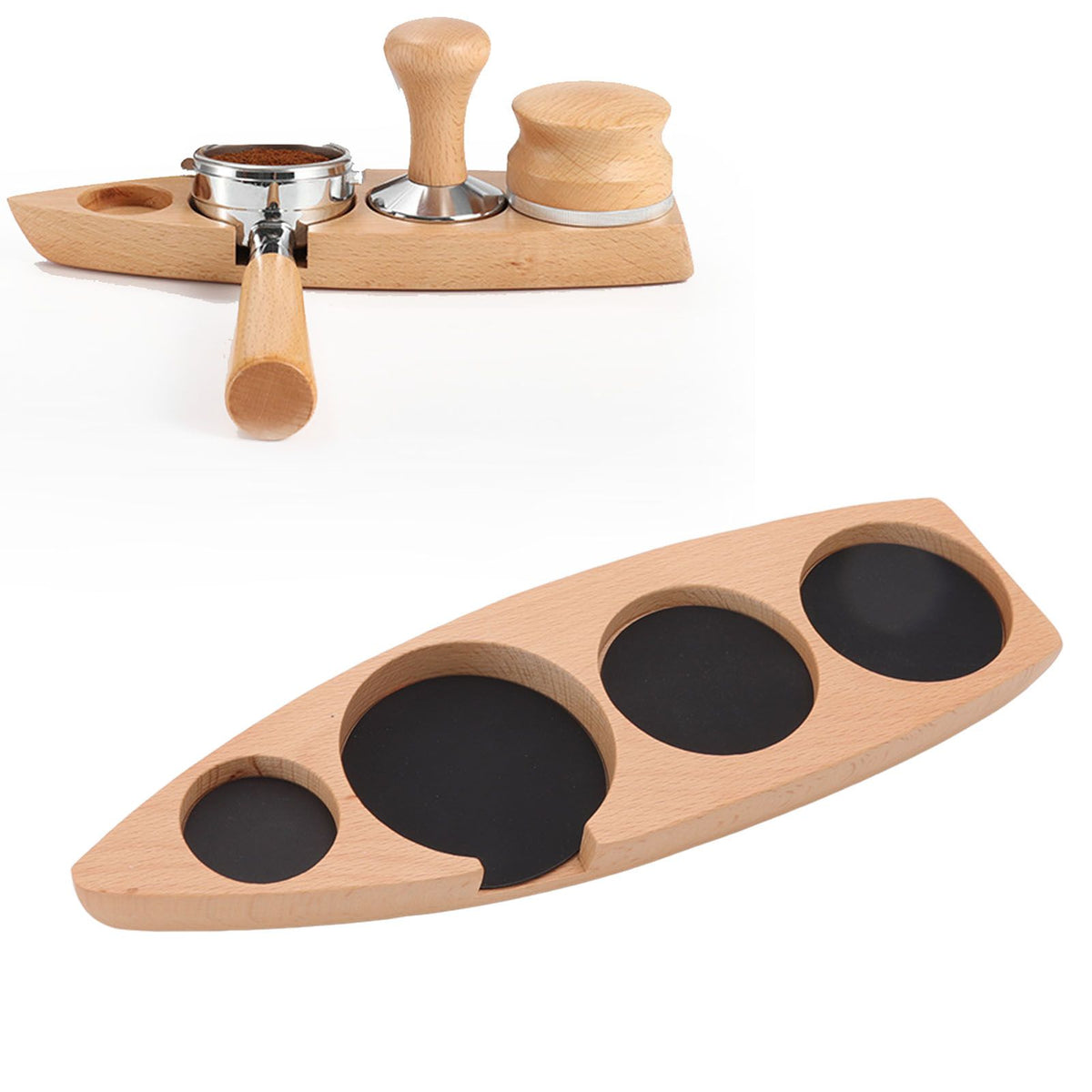 Wooden Coffee Tamper Holder Coffee Tamper Mat Stand Coffee Maker Support Storage Base Beech Small for 51mm/2.0in 53mm/2.1in