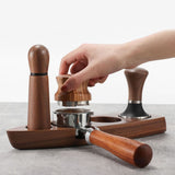 Wooden Coffee Tamper Holder Coffee Tamper Mat Stand Coffee Maker Support Storage Base Walnut Small for 51mm/2.0in 53mm/2.1in - Extra Image