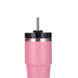 Stainless Steel Vacuum Insulated Tumbler with Straw Polished Glossy Keeps Hot Cold Car Vacuum Insulated Cup Pink 20oz - Side View
