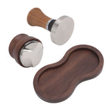 Coffee Hammer Tamping Kit Walnut Stainless Steel Tamper Distributor Set with Universal Base for Kitchen 51mm/2in - Extra Image