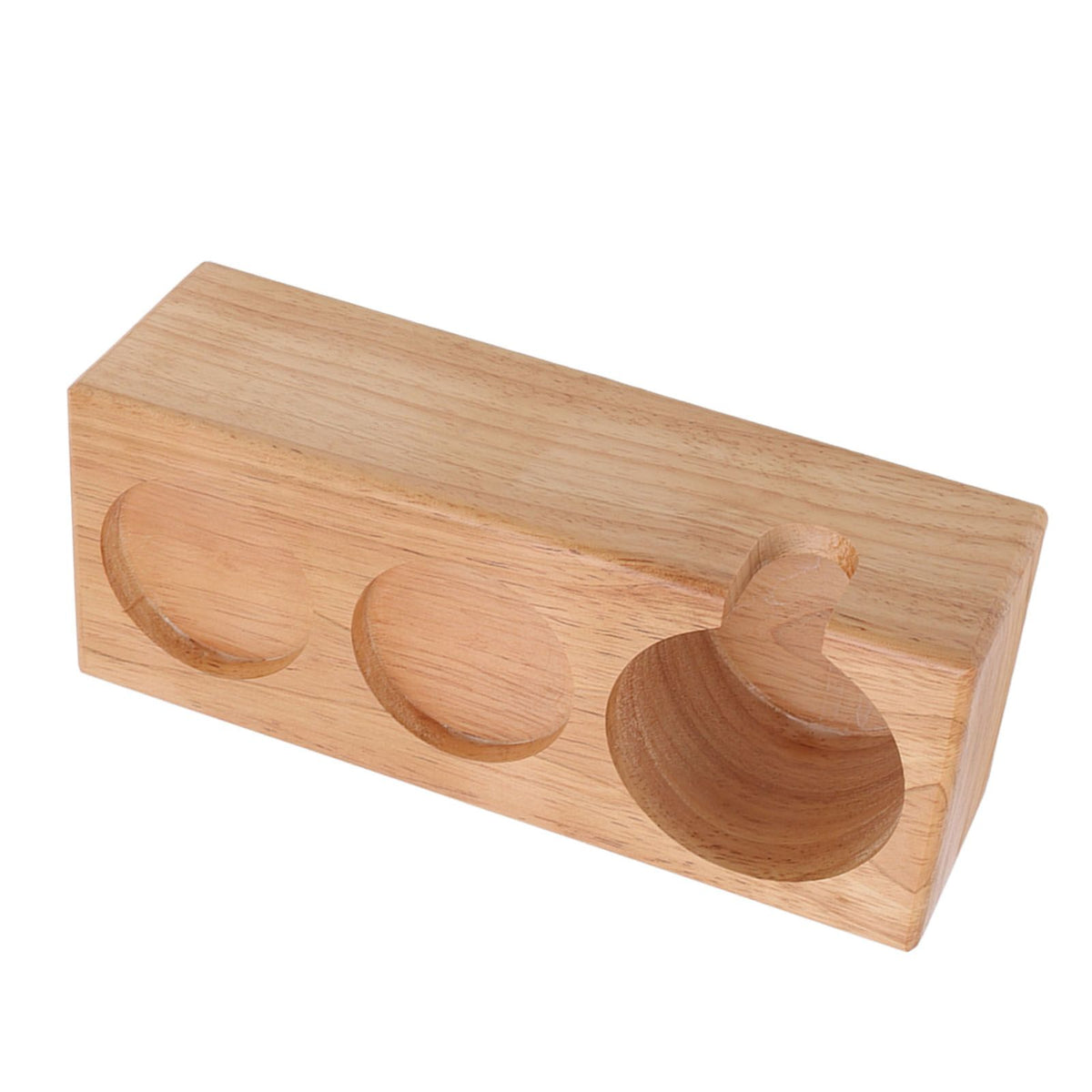 Wooden Coffee Tamper Holder 3 Hole Slip Resistant Coffee Tamping Station for Cafes Home Restaurant Wood Color