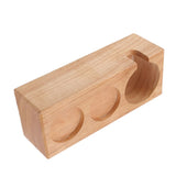 Wooden Coffee Tamper Holder 3 Hole Slip Resistant Coffee Tamping Station for Cafes Home Restaurant Wood Color - Close-Up Angle