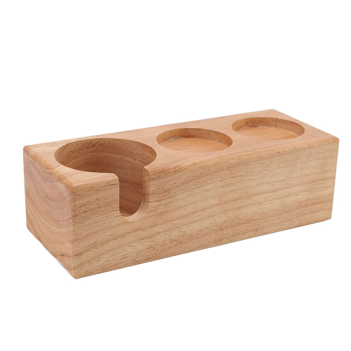 Wooden Coffee Tamper Holder 3 Hole Slip Resistant Coffee Tamping Station for Cafes Home Restaurant Wood Color