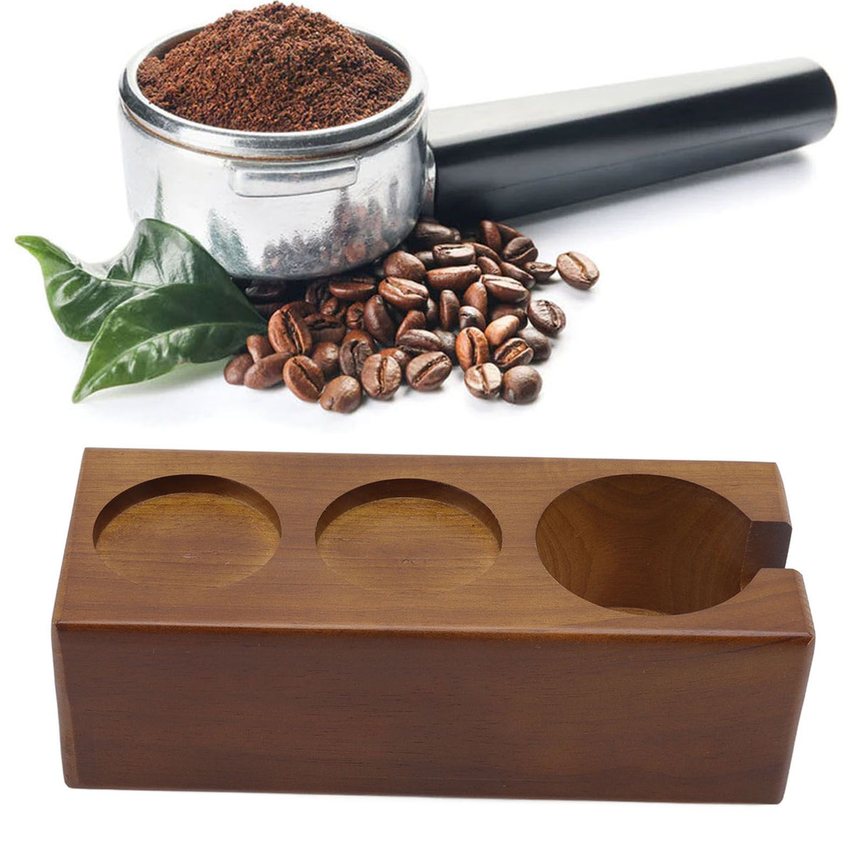 Coffee Filter Tamper Holder Beech Environmental Protection Coffee Tamper Station Base for Home Bar Cafe Brown