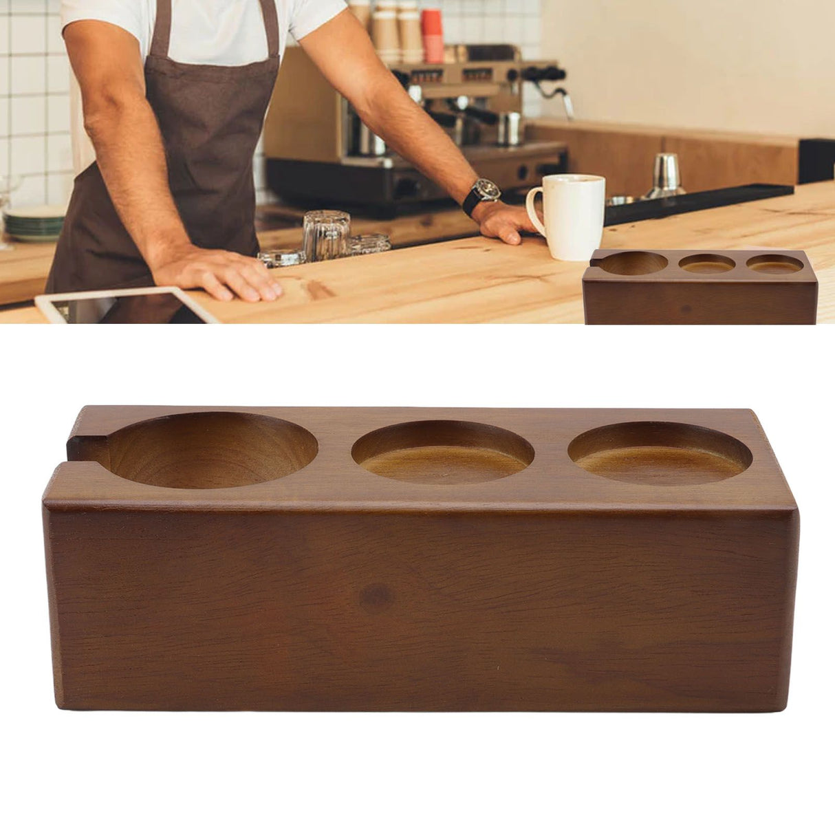 Coffee Filter Tamper Holder Beech Environmental Protection Coffee Tamper Station Base for Home Bar Cafe Brown
