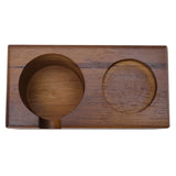 Wooden Coffee Protafilter Stand Holder Coffee Tamper Holder Stand Tamping Station Brown - Front View