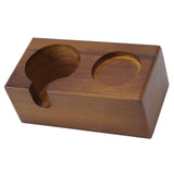 Wooden Coffee Protafilter Stand Holder Coffee Tamper Holder Stand Tamping Station Brown - Low Angle