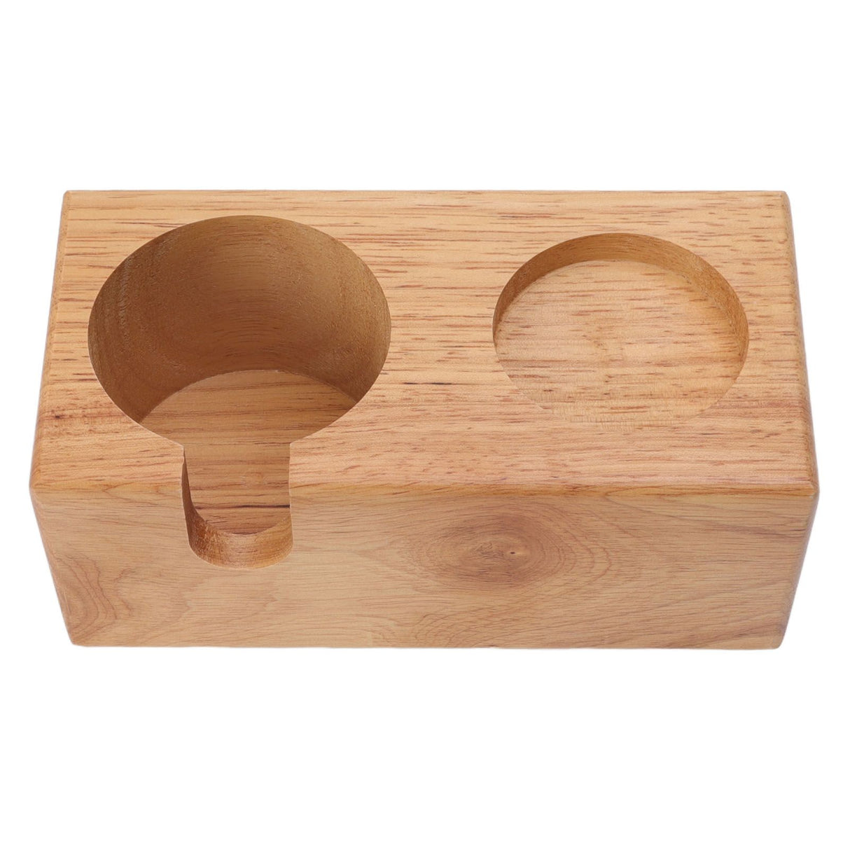 Wooden Coffee Protafilter Stand Holder Coffee Tamper Holder Stand Tamping Station Burlywood