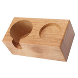 Wooden Coffee Protafilter Stand Holder Coffee Tamper Holder Stand Tamping Station Burlywood - Low Angle