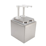 Sauce Dispenser Plastic and Stainless Steel Condiment Pump Station Sauce Dispenser For Kitchen Home 1L Double Pump - 45-Degree Angle