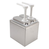 Sauce Dispenser Plastic and Stainless Steel Condiment Pump Station Sauce Dispenser For Kitchen Home 1L Double Pump - Rear View