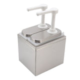 Sauce Dispenser Plastic and Stainless Steel Condiment Pump Station Sauce Dispenser For Kitchen Home 1L Double Pump