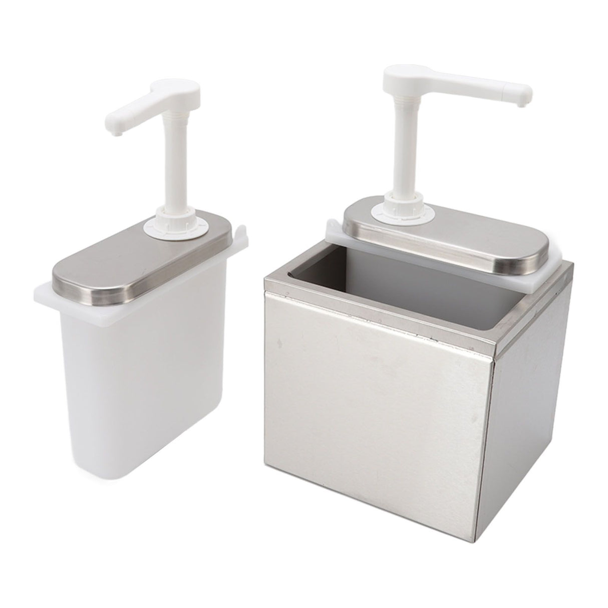 Sauce Dispenser Plastic and Stainless Steel Condiment Pump Station Sauce Dispenser For Kitchen Home 1L Double Pump