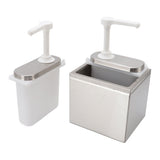 Sauce Dispenser Plastic and Stainless Steel Condiment Pump Station Sauce Dispenser For Kitchen Home 1L Double Pump