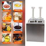 Sauce Dispenser Plastic and Stainless Steel Condiment Pump Station Sauce Dispenser For Kitchen Home 1L Double Pump