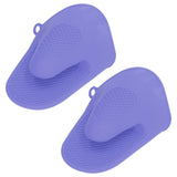 2pcs Oven Mitts Mini Silicone Thickened Anti Scalding Cooking Pinch Mitts for Kitchen Purple - Front View