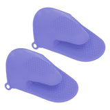 2pcs Oven Mitts Mini Silicone Thickened Anti Scalding Cooking Pinch Mitts for Kitchen Purple - Side View