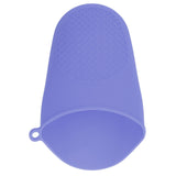2pcs Oven Mitts Mini Silicone Thickened Anti Scalding Cooking Pinch Mitts for Kitchen Purple - Close-Up Angle