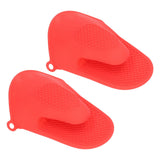 2pcs Oven Mitts Mini Silicone Thickened Anti Scalding Cooking Pinch Mitts for Kitchen Red - Front View