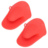 2pcs Oven Mitts Mini Silicone Thickened Anti Scalding Cooking Pinch Mitts for Kitchen Red