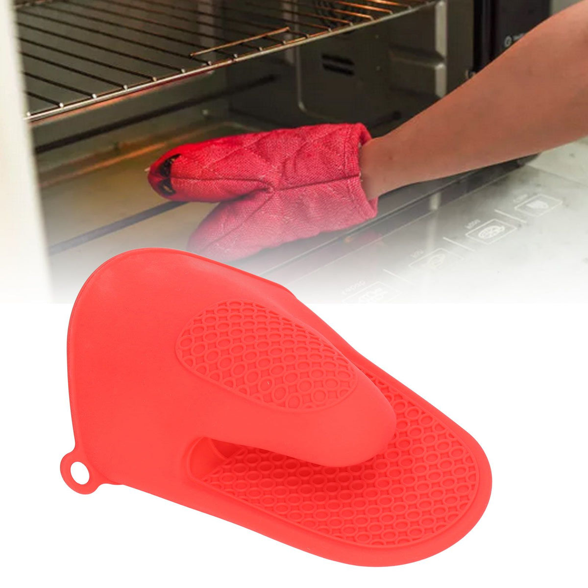 2pcs Oven Mitts Mini Silicone Thickened Anti Scalding Cooking Pinch Mitts for Kitchen Red