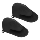2pcs Oven Mitts Mini Silicone Thickened Anti Scalding Cooking Pinch Mitts for Kitchen Black - Side View