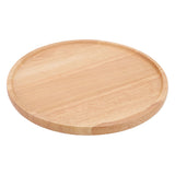 Round Pizza Tray Thick and Sturdy Rubber Wood Fruit Cutting Board for Kitchen Baking Tools - Front View