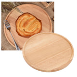 Round Pizza Tray Thick and Sturdy Rubber Wood Fruit Cutting Board for Kitchen Baking Tools - Extra Image