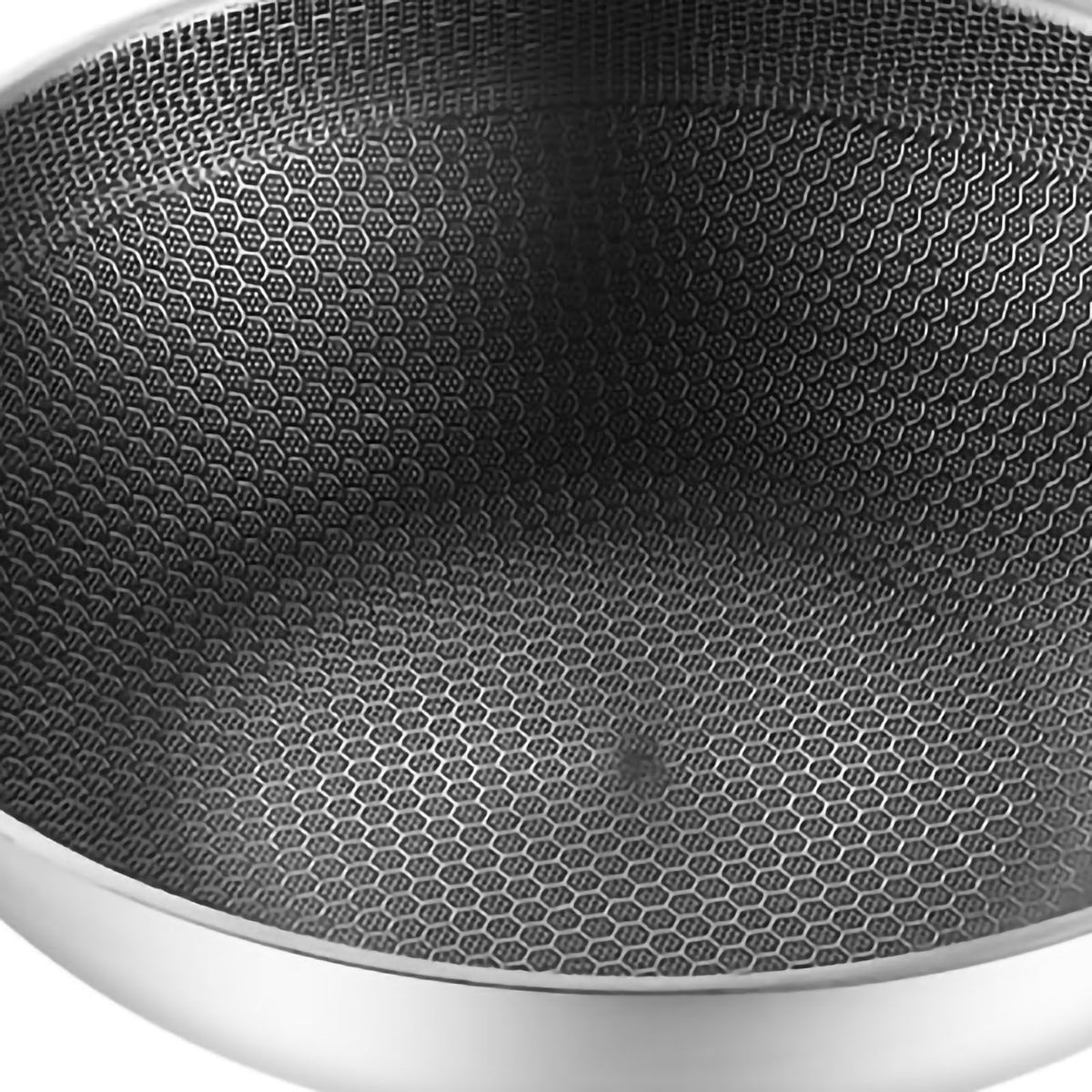 Stainless Steel Wok Pan Double Sided Honeycomb 3 Layer Prevent Sticking Easy Cleaning Wok for Kitchen 32cm/12.6in (No Lid and No Ears)