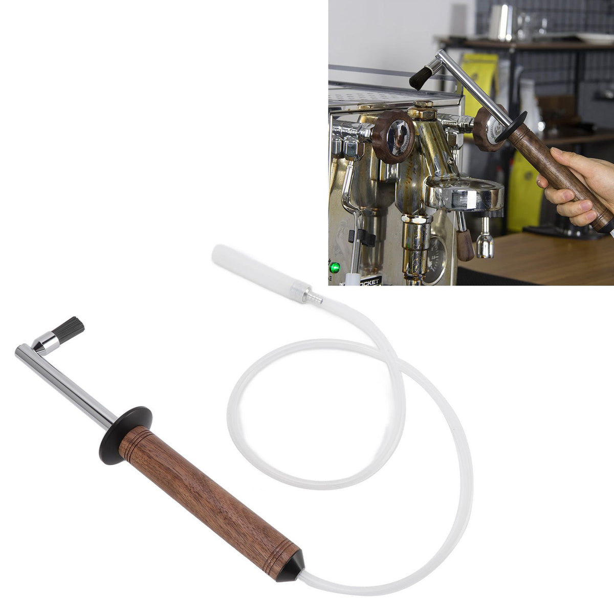 Coffee Machine Cleaning Brush High Temperature Resistance Wood Handle Replaceable Coffee Machine Steam Cleaning Tool
