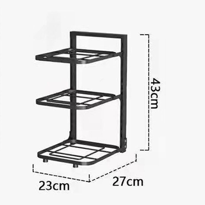 Pot Storage Rack Multilayer Thicken Strong Bearing Round Corner Pot Organizer for Kitchen Three Layers/43x27x23cm