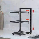 Pot Storage Rack Multilayer Thicken Strong Bearing Round Corner Pot Organizer for Kitchen Three Layers/43x27x23cm