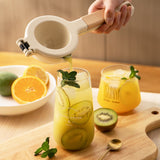 Citrus Juicer Strong Metal Wooden Handle Ergonomic Design Food Grade Coating Hand Juicer White (Wooden Handle)