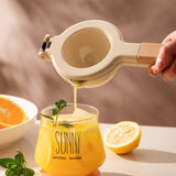 Citrus Juicer Strong Metal Wooden Handle Ergonomic Design Food Grade Coating Hand Juicer White (Wooden Handle) - Rear View
