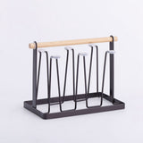 Cup Drying Rack 6 Hooks Wooden Handle Electroplating Iron Art Space Saving 13x23.5x18.5cm Mug Organizers for Home Office Bronze - Top-Down View