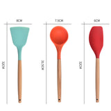 12pcs Cooking Utensils Set Silicone Colorful Wood Handle Cooking Kitchen Utensil Set Colorful