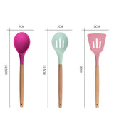 12pcs Cooking Utensils Set Silicone Colorful Wood Handle Cooking Kitchen Utensil Set Colorful