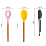 12pcs Cooking Utensils Set Silicone Colorful Wood Handle Cooking Kitchen Utensil Set Colorful