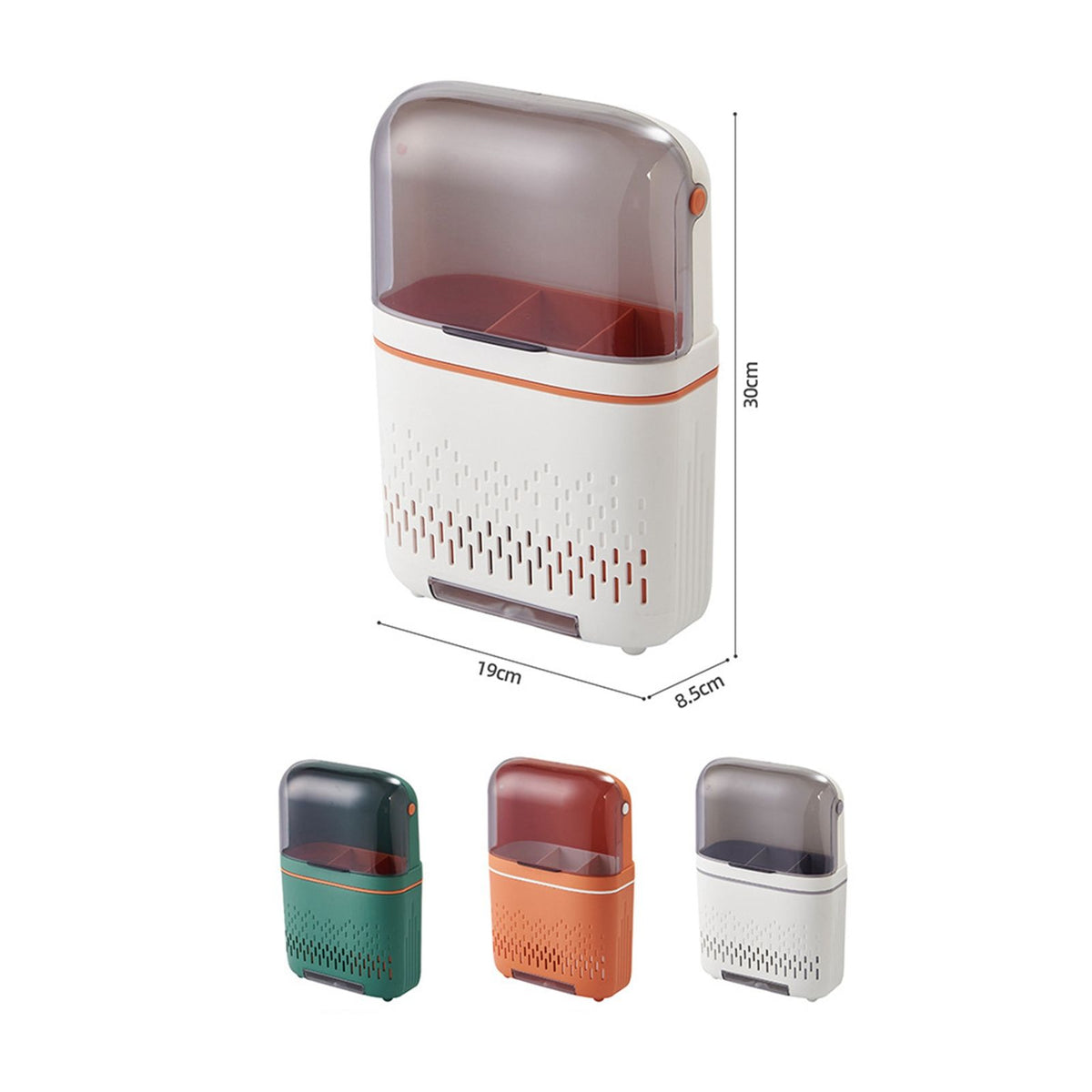 Kitchen Hanging Rack Rustproof Waterproof Compartmental Storage Cutlery Drainer with Cover Moonlight White